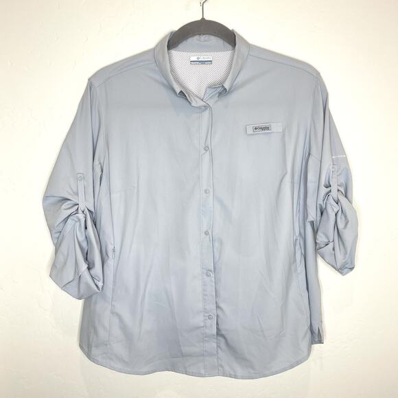 Columbia Omni Shade Vented Roll Tab Long Sleeve Top Womens Plus 2X Gray - Picture 1 of 6